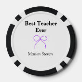 Best Teacher ever purple bow name appreciation gif ポーカーチップ (裏面)