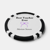 Best Teacher ever purple bow name appreciation gif ポーカーチップ (シングル)