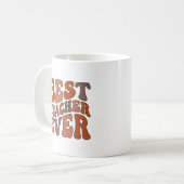 Best Teacher Ever – Retro Wavy Teacher Design コーヒーマグカップ (正面左)