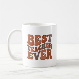 Best Teacher Ever – Retro Wavy Teacher Design コーヒーマグカップ