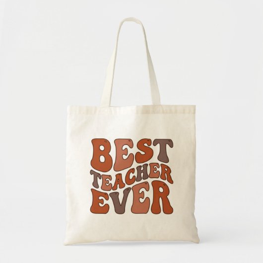 Best Teacher Ever – Retro Wavy Teacher Design トートバッグ (正面)