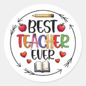 Best Teacher Ever Sticker – Fun Appreciation ラウンドシール (正面)