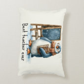 Best Teacher Ever Winter Penguin Design アクセントクッション (裏面(縦))