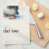 Best Teacher Ever Winter Penguin Design キッチンタオル (四つ折り)