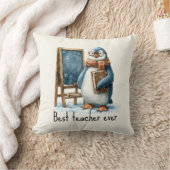 Best Teacher Ever Winter Penguin Design クッション (ブランケット)