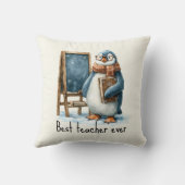 Best Teacher Ever Winter Penguin Design クッション (裏面)