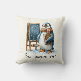 Best Teacher Ever Winter Penguin Design クッション