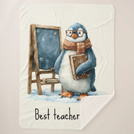 Best Teacher Ever Winter Penguin Design シェルパブランケット