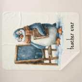 Best Teacher Ever Winter Penguin Design シェルパブランケット (正面(横))