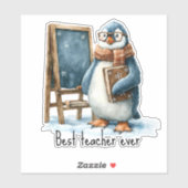 Best Teacher Ever Winter Penguin Design シール (シート)