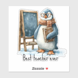 Best Teacher Ever Winter Penguin Design シール