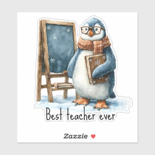 Best Teacher Ever Winter Penguin Design シール (シート)