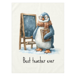 Best Teacher Ever Winter Penguin Design テーブルクロス