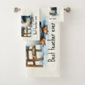 Best Teacher Ever Winter Penguin Design バスタオルセット (インサイチュ)