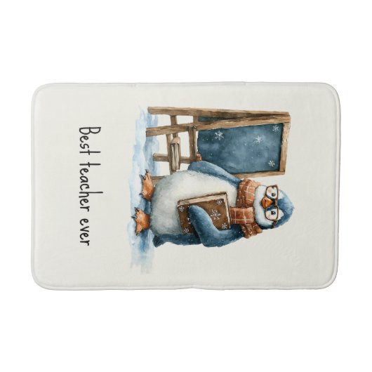 Best Teacher Ever Winter Penguin Design バスマット (正面)