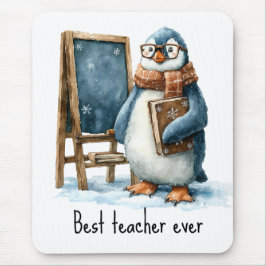 Best Teacher Ever Winter Penguin Design マウスパッド