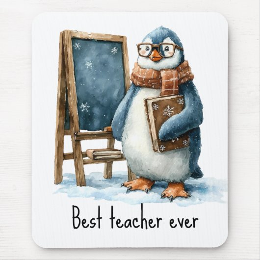 Best Teacher Ever Winter Penguin Design マウスパッド (正面)