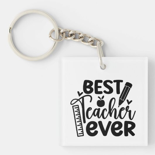 Best Teacher Ever Wordart キーホルダー (正面)