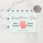 Best Teacher Hands Down Cute Valentine Card ノートカード (正面/裏面インサイチュ)