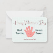 Best Teacher Hands Down Cute Valentine Card ノートカード (正面)
