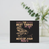 Best Things In Life Mess Up Hair ATV Quad Biker ポストカード (スタンド正面)