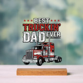 Best Truckin Dad Ever Vintage Truck Shirt Design_1 アクリルサイン (ニュートラル)