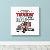 Best Truckin Dad Ever Vintage Truck Shirt Design_1 キャンバスプリント (インサイチュ (ウッドフロア))