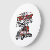 Best Truckin Dad Ever Vintage Truck Shirt Design_1 ラージ壁時計 (傾斜)