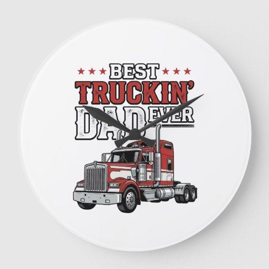 Best Truckin Dad Ever Vintage Truck Shirt Design_1 ラージ壁時計 (正面)