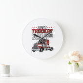Best Truckin Dad Ever Vintage Truck Shirt Design_1 ラージ壁時計 (ホーム)