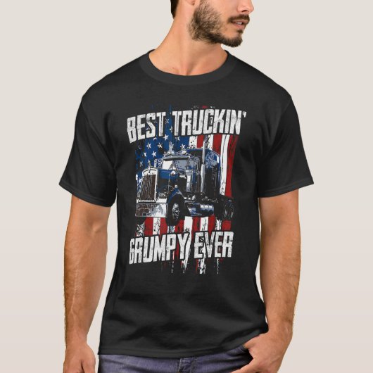 Best Truckin Grumpy Ever On Fathers Day Trucker dr Tシャツ (正面)