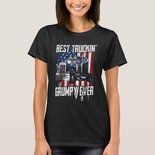 Best Truckin Grumpy Ever On Fathers Day Trucker dr Tシャツ (正面)