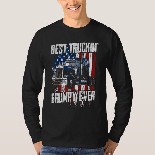 Best Truckin Grumpy Ever On Fathers Day Trucker dr Tシャツ (正面)