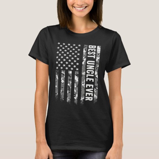 Best Uncle Ever American Flag Camo Veteran Patriot Tシャツ (正面)