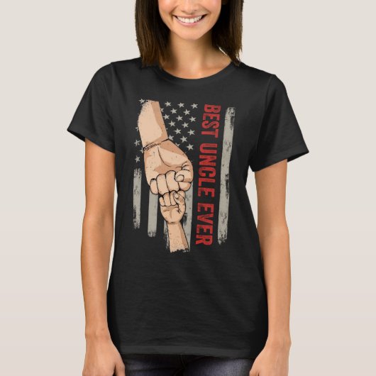 Best Uncle Ever Fist Bump American Flag Funny Uncl Tシャツ (正面)