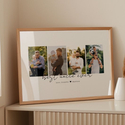 Best Uncle Ever Modern Script 4 Photos Collage ポスター