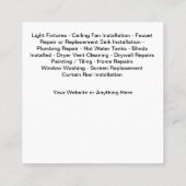 Best Unique Handyman Business Cards Design スクエア名刺 (裏面)