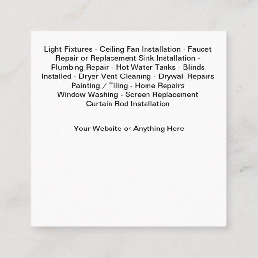 Best Unique Handyman Business Cards Design スクエア名刺 (裏面)