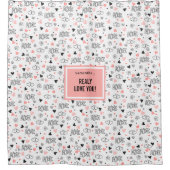 Best Valentine’s Gift Heart Sketch Love Shower  シャワーカーテン (正面)