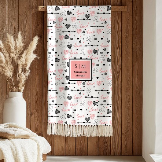 Best Valentine’s Gift Personalized Heart Sketch  フリースブランケット