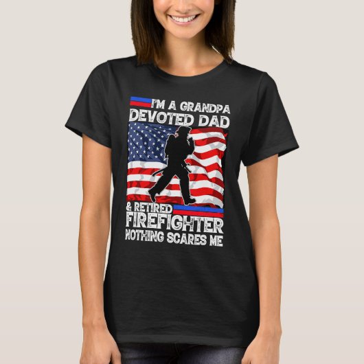 Best Veteran Firefighter Retired Grandpa Dad Fathe Tシャツ (正面)