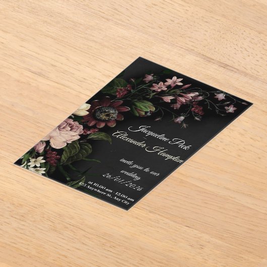 best wedding purple card アクリル招待状 (レイダウン)