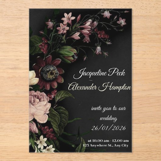 best wedding purple card アクリル招待状 (正面)