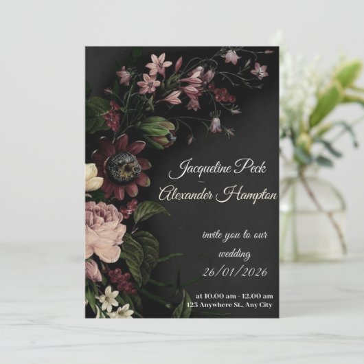 best wedding purple card 招待状 (スタンド正面)