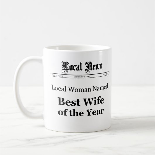 Best Wife of The Year Newspaper Front Mug コーヒーマグカップ (左)