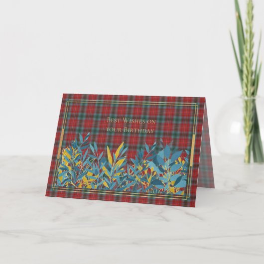 Best Wishes On Birthday British Columbia Tartan カード (正面)