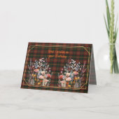 Best Wishes On Birthday Canadian Maple Leaf Tartan カード (正面)