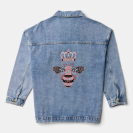 Best Women Denim Queen bee Crown Girls Honey Bee デニムジャケット