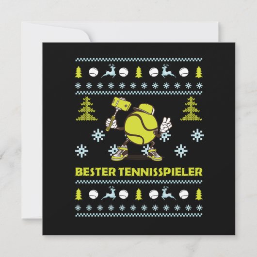 Bester Tennisspieler Ugly Sweater Christmas Gift 招待状 (正面)