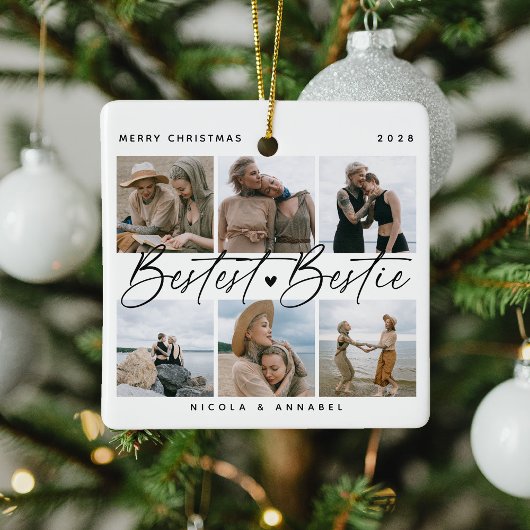 Bestest Bestieの友人Keepsake写真コラージュ セラミックオーナメント